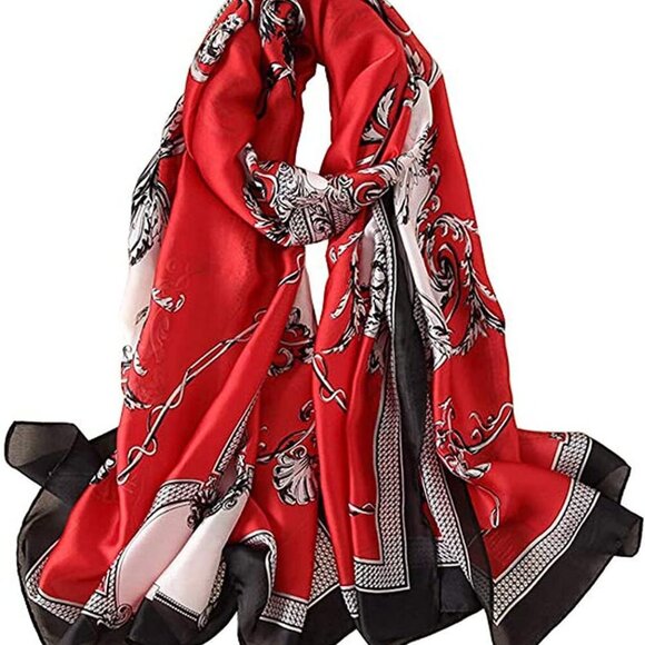 Fashion Scarves Scarf 100% Silk Feeling Scarf Silk Like Scarves Long Lightweight - Picture 1 of 6